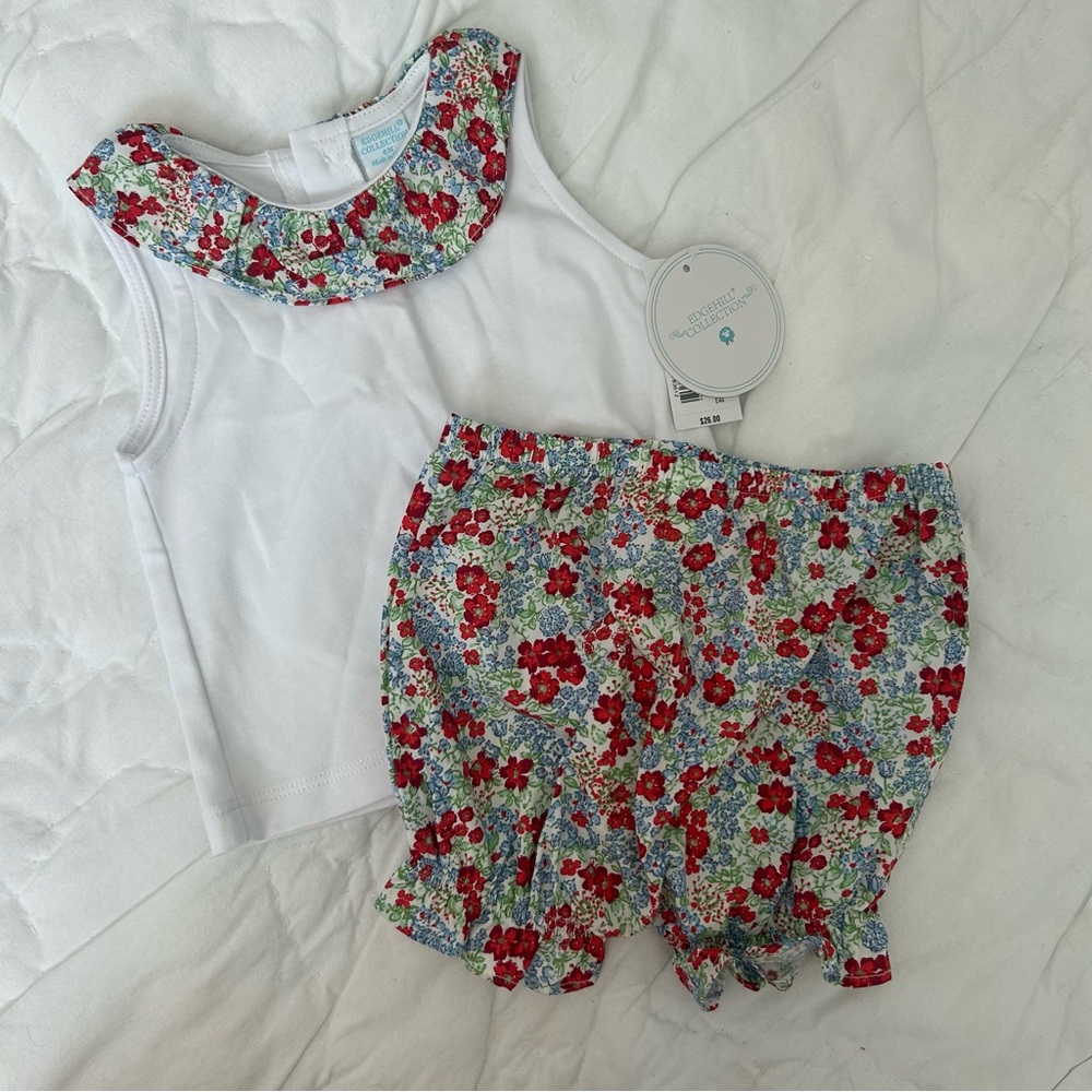 Edgehill Collection White and Floral Baby Set